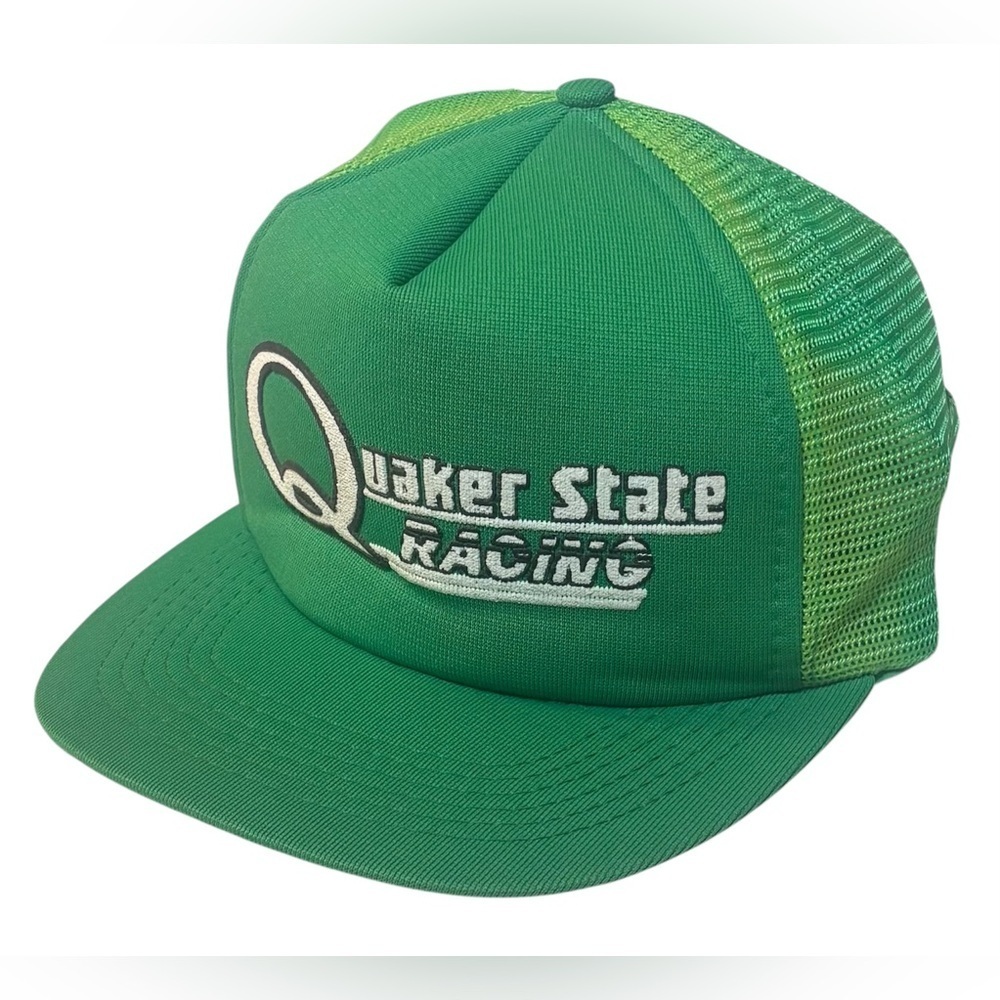 Vintage 90’s Quaker State Racing Mesh Trucker SnapBack Hat OSFA EUC